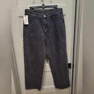 NWT Wide Leg High Rise Ankle Crop Black Jeans